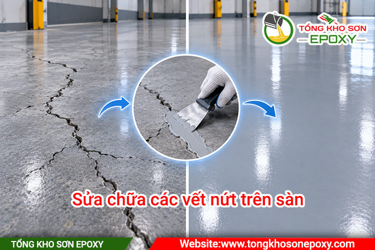 Sửa chữa các vết nứt trên sàn