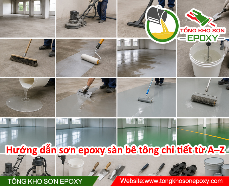 Hướng dẫn sơn epoxy sàn bê tông chi tiết từ A–Z